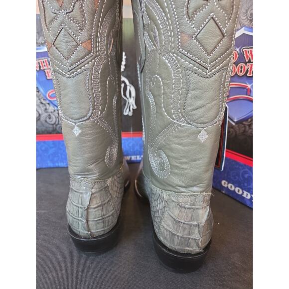 Wild West US9.5 Men\'s Genuine Crocodile Caiman CTail J Toe Boots - Gray 2990109 main image 7